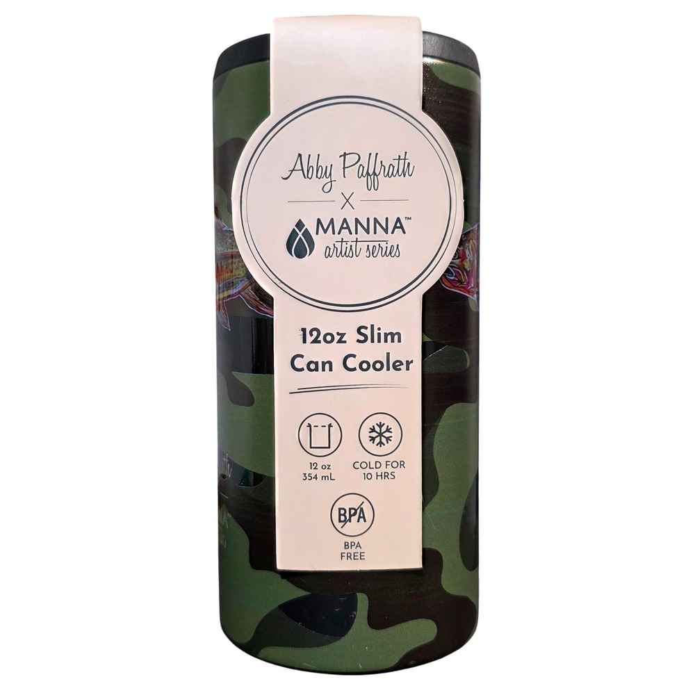 Manna Artist Series Abby Paffrath 12oz Slim Can Cooler Camo Fish Trout AP42692